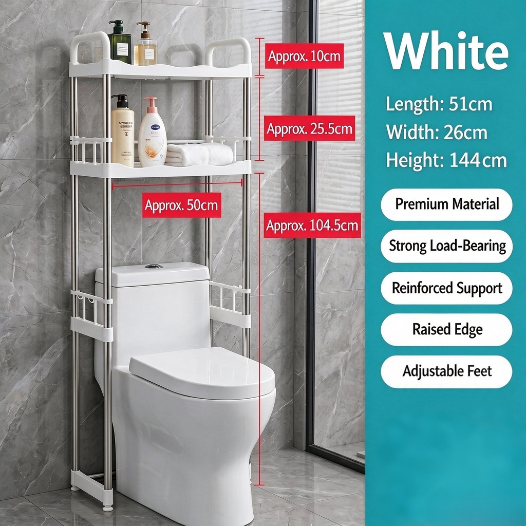 Freestanding Over-the-Toilet Storage Shelf, Bathroom Gap Organizer Rack, Space-Saving Bathroom Storage for Beside Vanity & Toilet