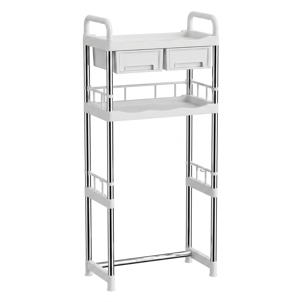 Freestanding Over-the-Toilet Storage Shelf, Bathroom Gap Organizer Rack, Space-Saving Bathroom Storage for Beside Vanity & Toilet
